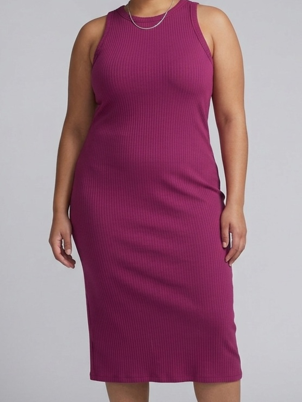 Gap ribbed body con dress in burgundy